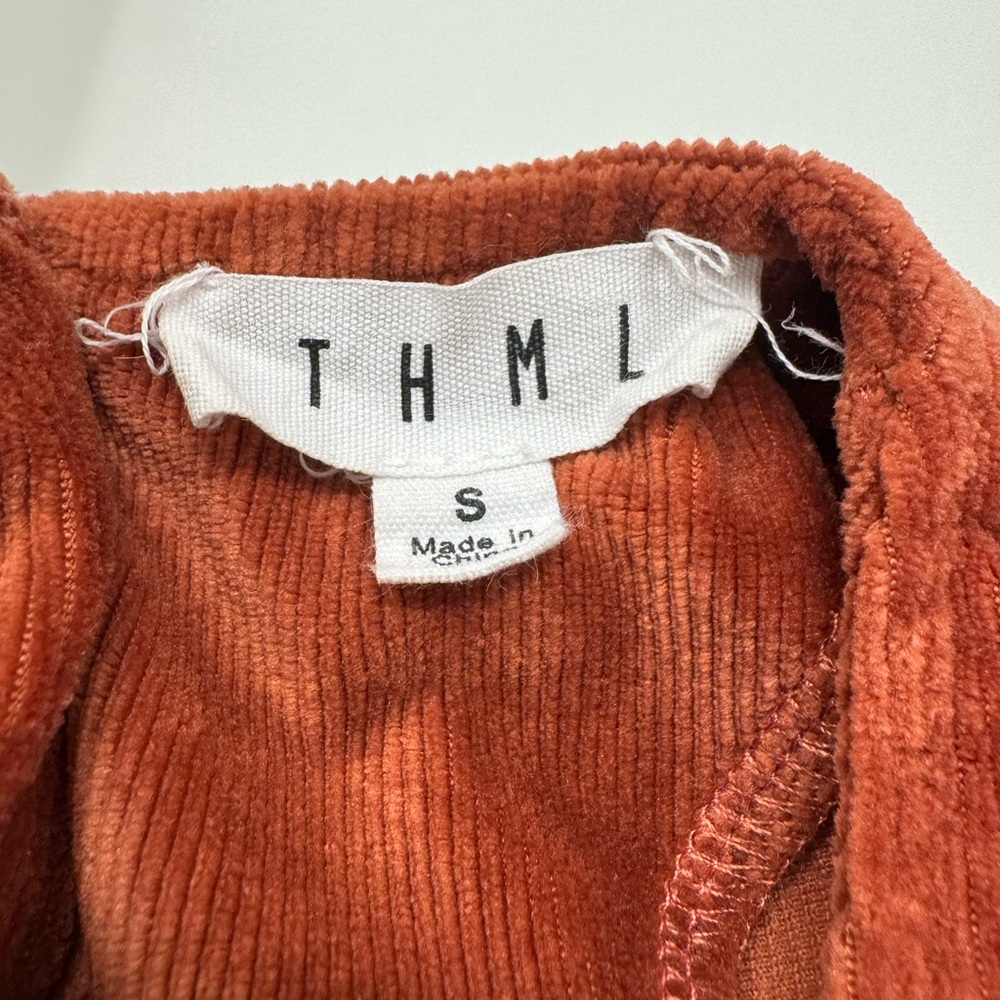 THML Rust Puff Sleeve Velvet Top – Size S - Picture 6 of 6